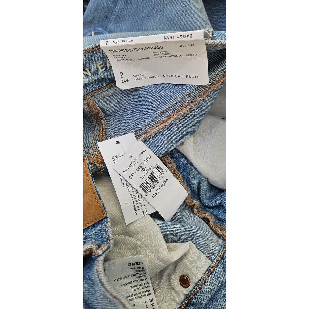 American Eagle Jeans Womens 26 Baggy Jean Comfort Stretch US 2 Med Wash NWT - Picture 3 of 10